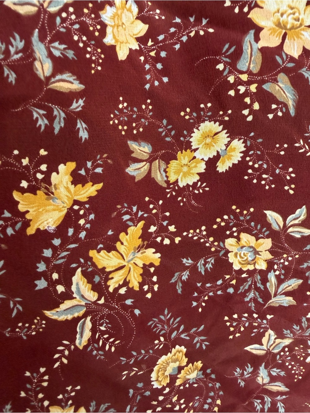 Doen brown silk blouse with yellow flowers - Picture 3 of 3